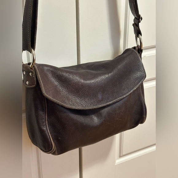 Brown Leather Roots Purse / Messenger Bag. - Picture 8 of 15
